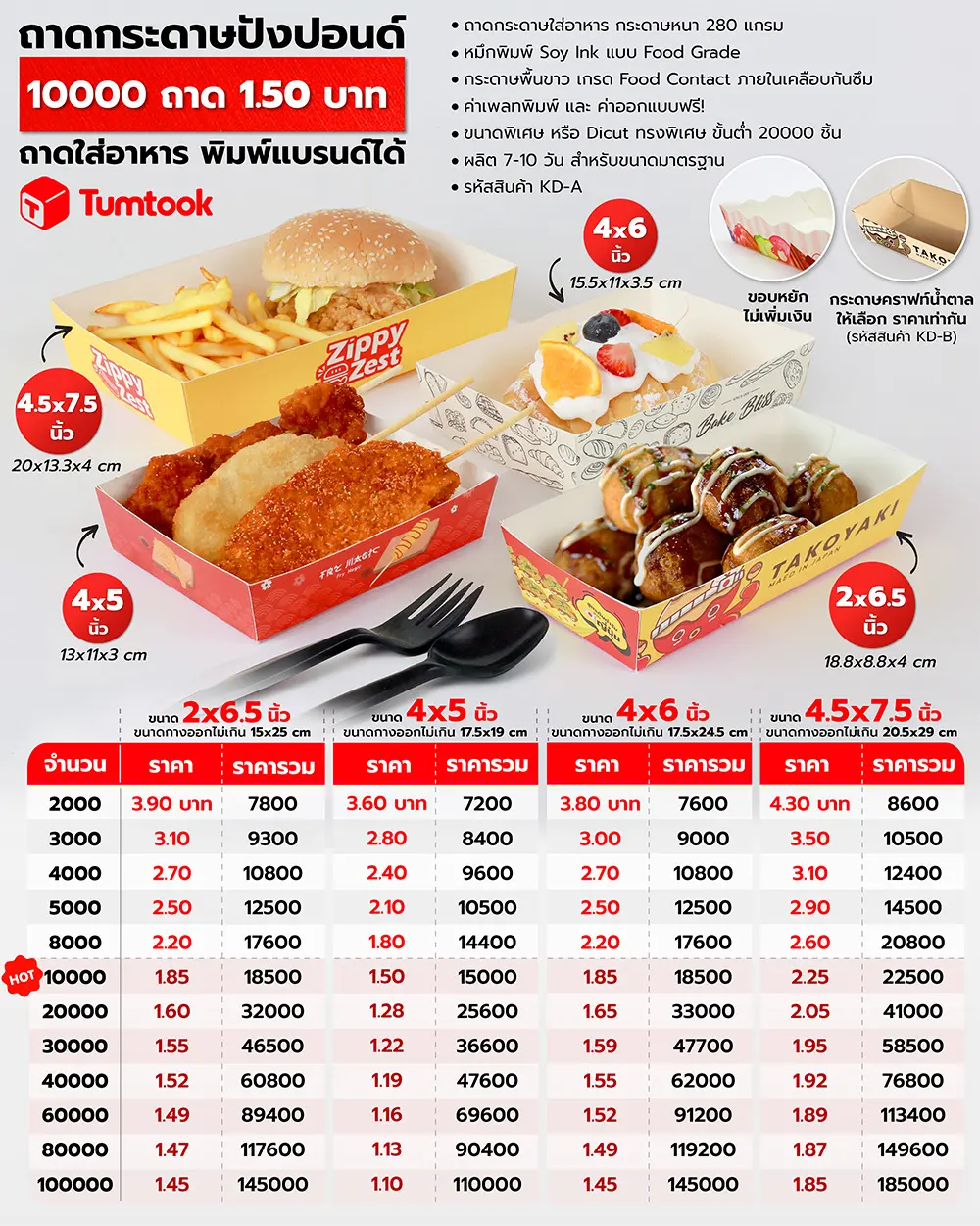 ถาดกระดาษใส่อาหาร