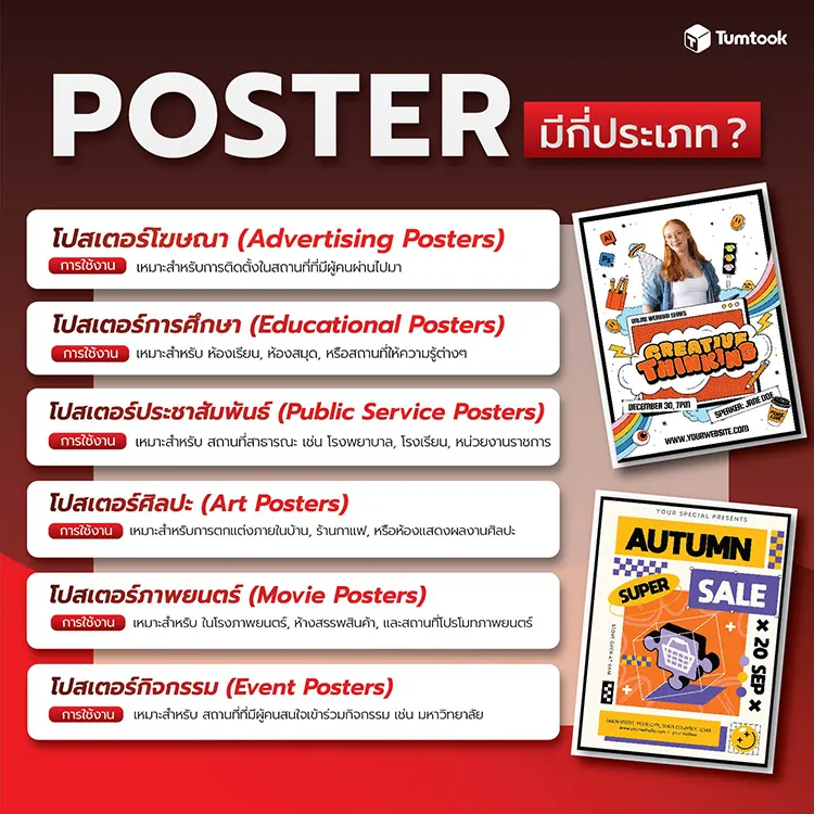 โปสเตอร์แต่ละประเภท มีอะไรบ้าง เรียนรู้ความแตกต่างของโปสเตอร์แต่ละแบบ และวิธีการใช้งาน