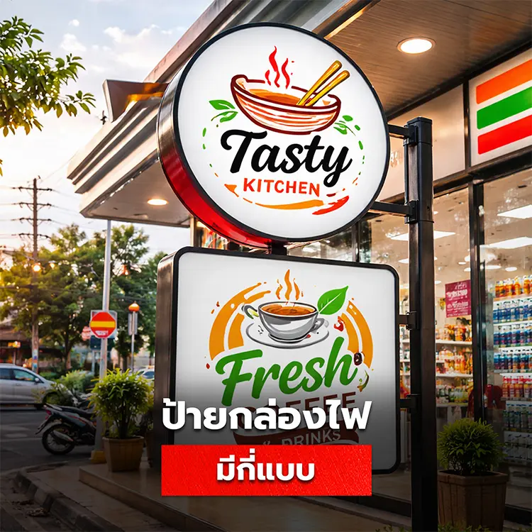 ป้ายกล่องไฟมีกี่แบบ ป้ายไฟทรงเหลี่ยมและทรงกลมต่างกันอย่างไร